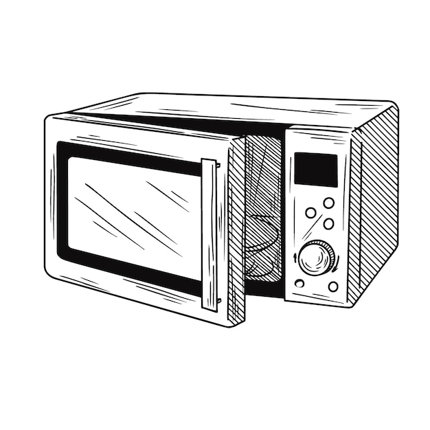 Microwave oven  on white background.  illustration of a sketch style.