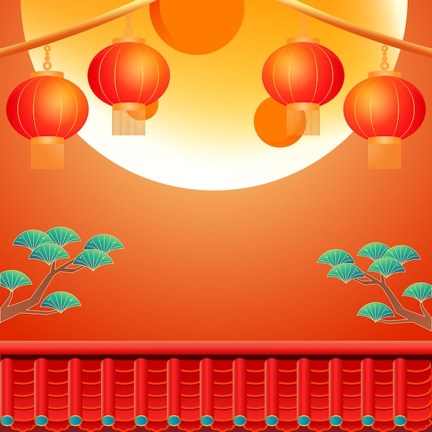 Mid-autumn festival on August 15th, traditional mythology of jade rabbit worshiping the moon, vector