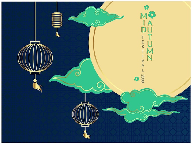 Mid-autumn festival banner template. Vector Illustration