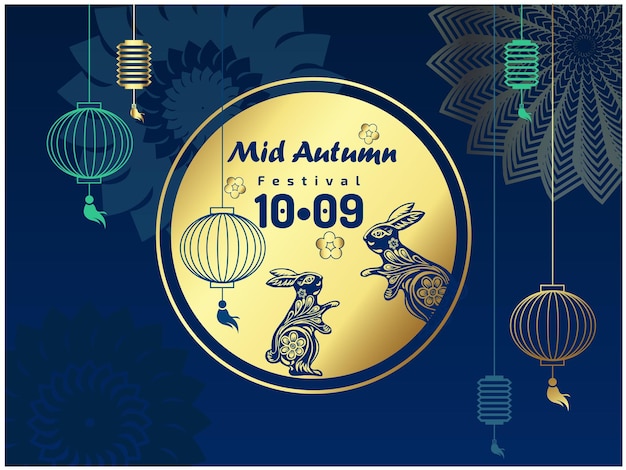 Mid-autumn festival banner template. Vector Illustration