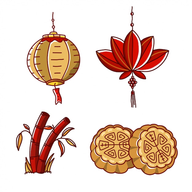 Mid Autumn Festival China Illustration Set