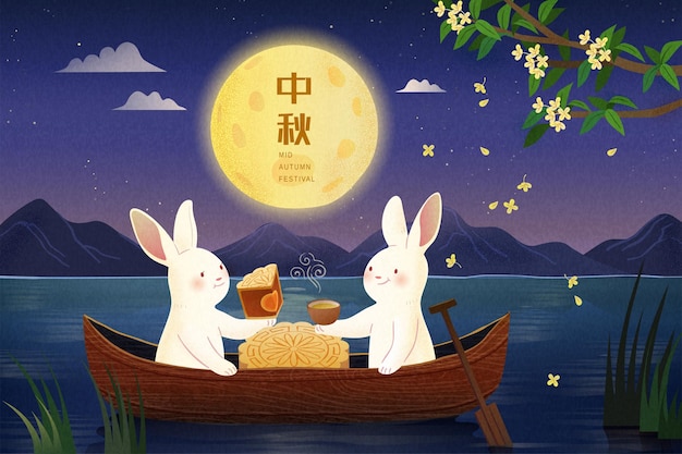 Mid autumn festival greeting poster