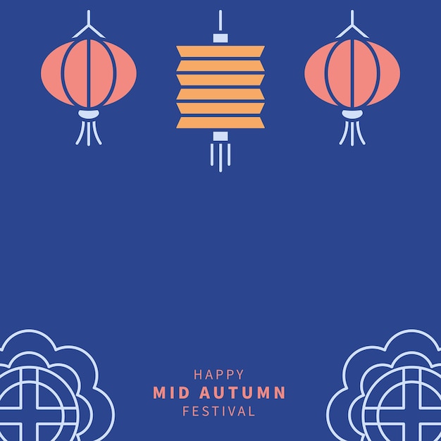 Vector mid autumn festival lantern template greeting card