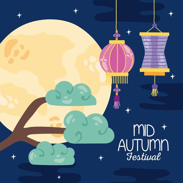 Vector mid autumn festival night scene