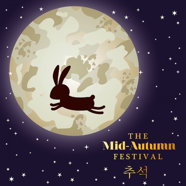 Mid autumn harvest moon festival with rabbit