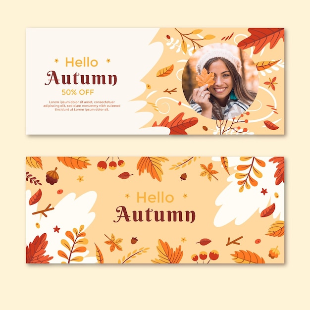 Mid autumn horizontal banners pack