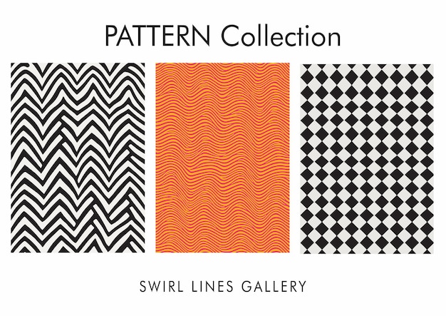 Mid Century Modern Abstract Line Art Pattern Set