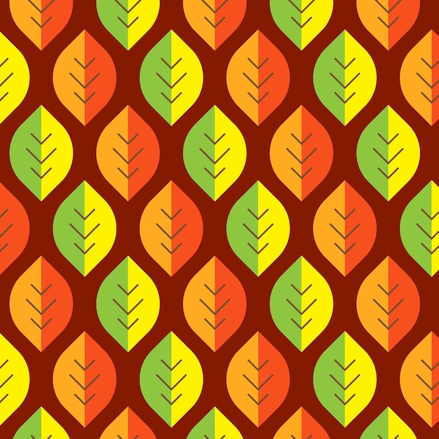 Mid century modern geometric leaves retro 70s seamless pattern. Floral organic background