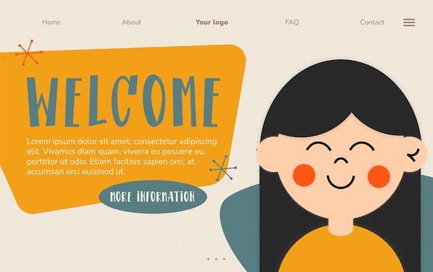 Mid Century Modern Landing page with orange elements