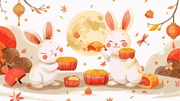 MidAutumn Festival Cartoon Style Illustration