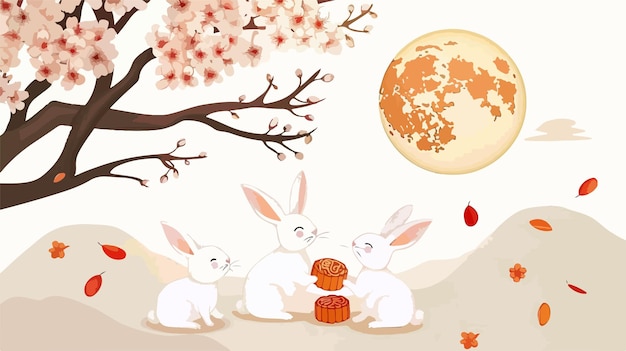 MidAutumn Festival Cartoon Style Illustration