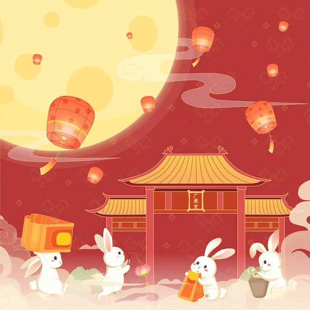 MidAutumn Festival Chinese style illustration poster