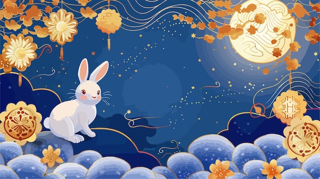 MidAutumn Festival Design with Rabbit and Moon