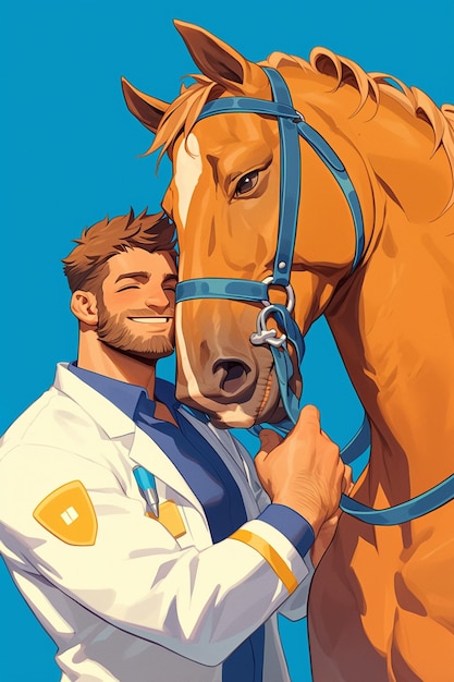 Middle Eastern Male Veterinarian in His 40s Treating a Horse