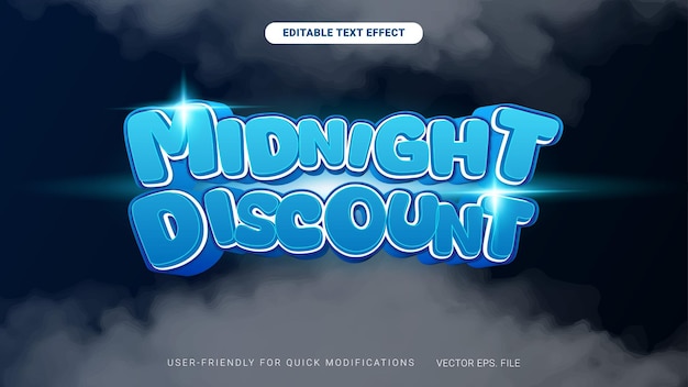 Midnight Night Sale discount Advertising Banner with cute editable text effect vector dark