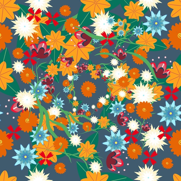 Midsummer festival background Vector seamless pattern with summer meadow flowers and maypole National Sweden holiday Midsommar