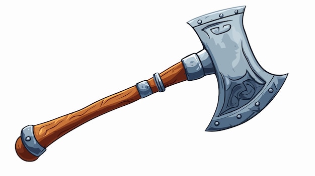 Vector mighty cartoon viking warrior with axe illustration