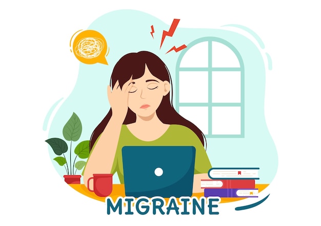 Migraine Vector Illustration People Suffers from Headaches and Migraines in Healthcare