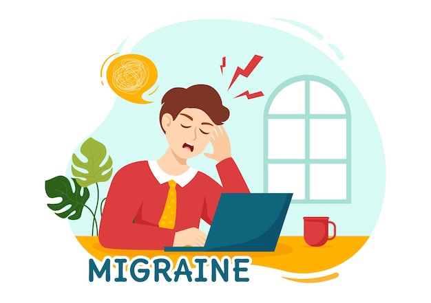 Migraine Vector Illustration People Suffers from Headaches and Migraines in Healthcare