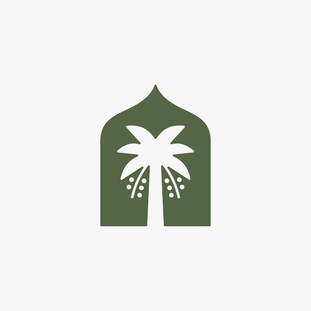 Mihrab palm date mahrab niche arch logo vector icon illustration