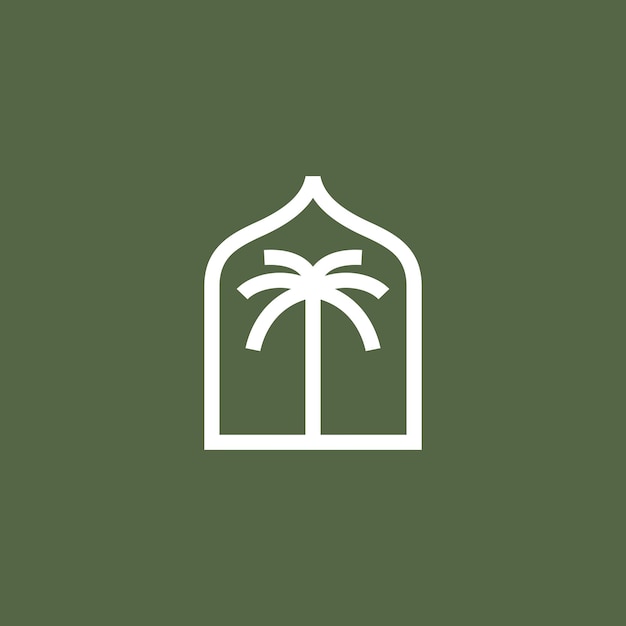 Mihrab palm date mahrab niche arch logo vector icon illustration