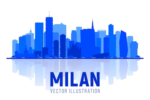 Milan Italy city silhouette skyline on white background Business travel and tourism concept with modern buildings Image for banner or website