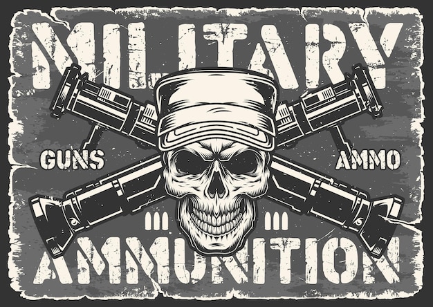 Vector military ammo monochrome sticker vintage