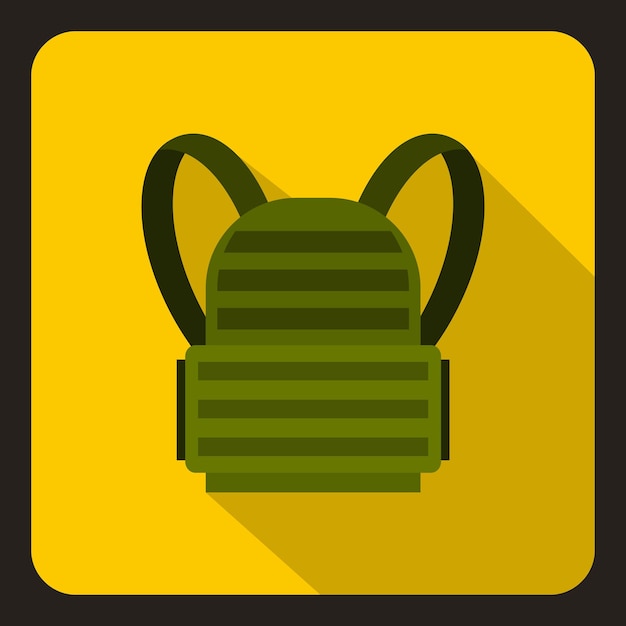 Military backpack icon in flat style with long shadow vector illustration