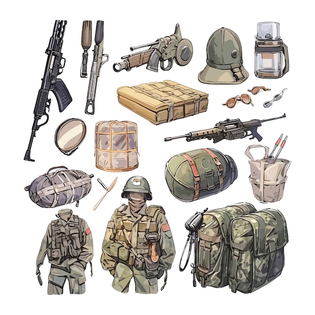 Military elements collection Set of Army elements