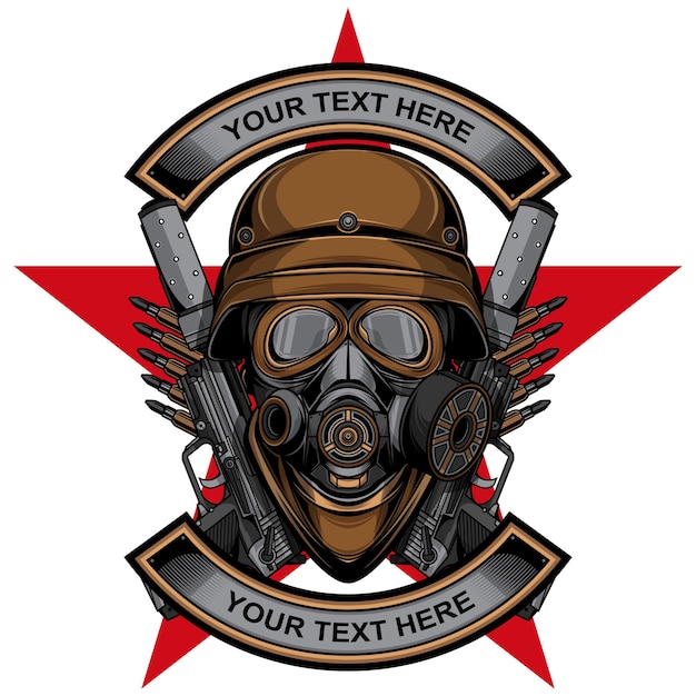 Military gas mask simple logo