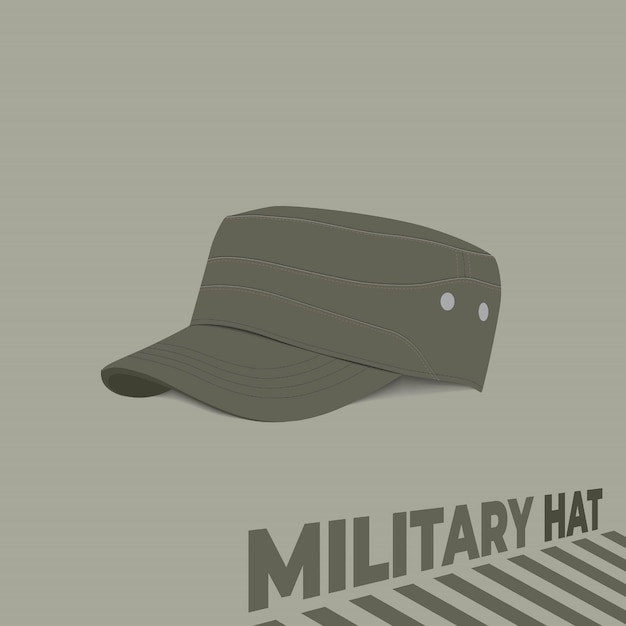 Military hat template in green color for product template design