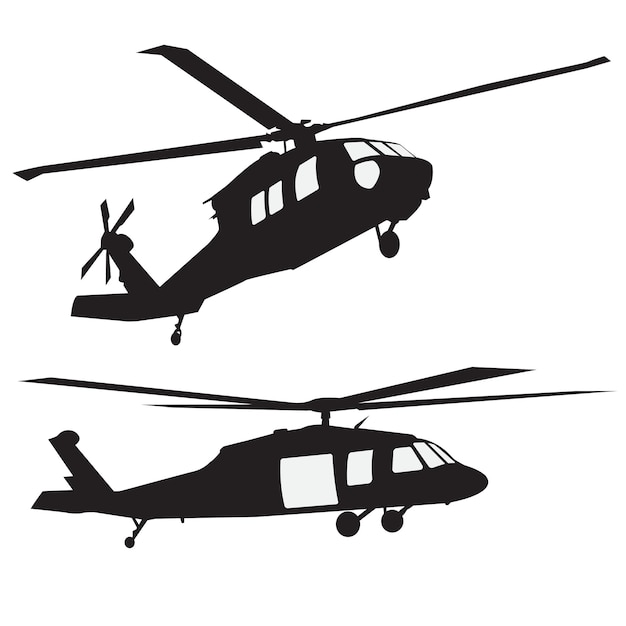 Military helicopter silhouette vector design