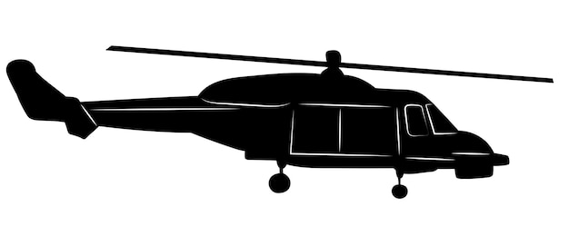 military helicopter silhouette on white background vector