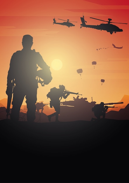 Military  illustration, Army background.