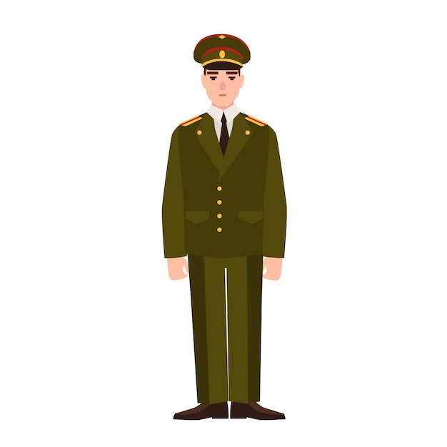 Military man of Russian armed force wearing uniform. Infantryman or serviceman