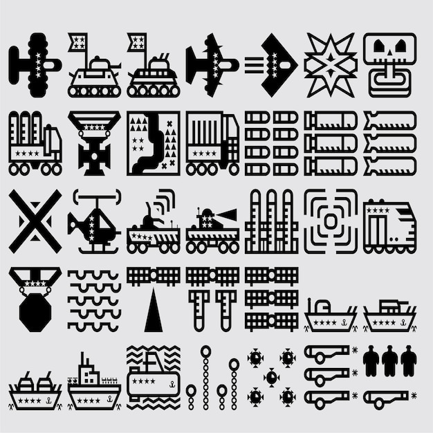 Military pictogram pack black vector