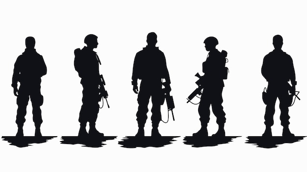 Military Soldier Silhouette Vector Cartoon Concept