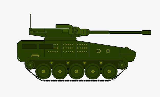 Military tank isolated on white background Infantry fighting vehicles Military vehicles Tank Flat Vector Illustration