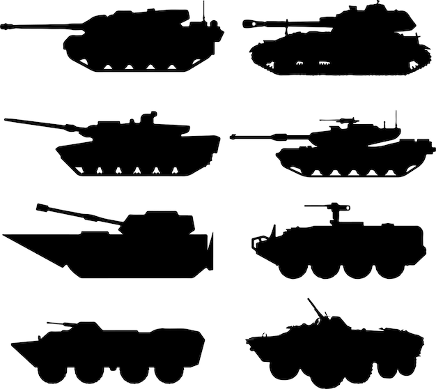 Military Tanks Silhouette Vector Graphic Pack