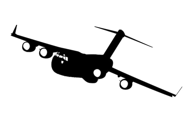 Military Transport Aircraft, Airlifter Silhouette, Army Cargo Jet aircraft.