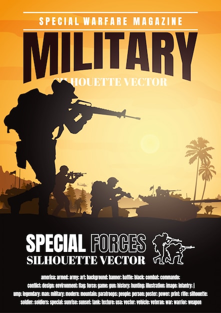 Military vector illustration, Army background, Book cover design.