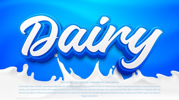 Milk 3d editable text effect