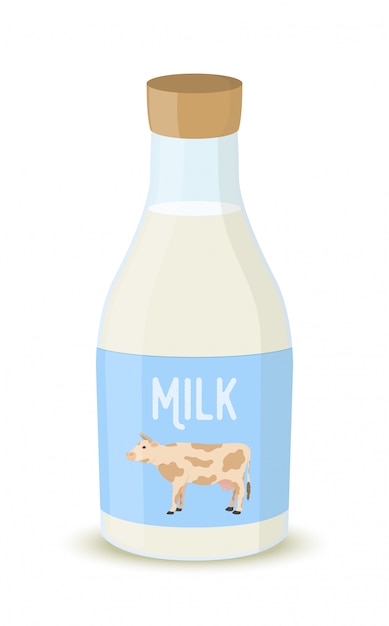 Milk bottle, farm product. Natural drink.