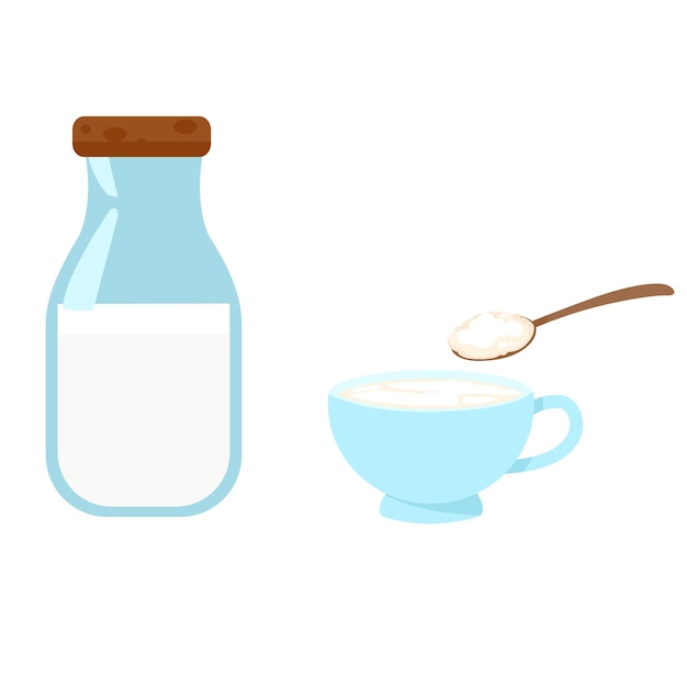 Milk bottle and kefir vector illustration