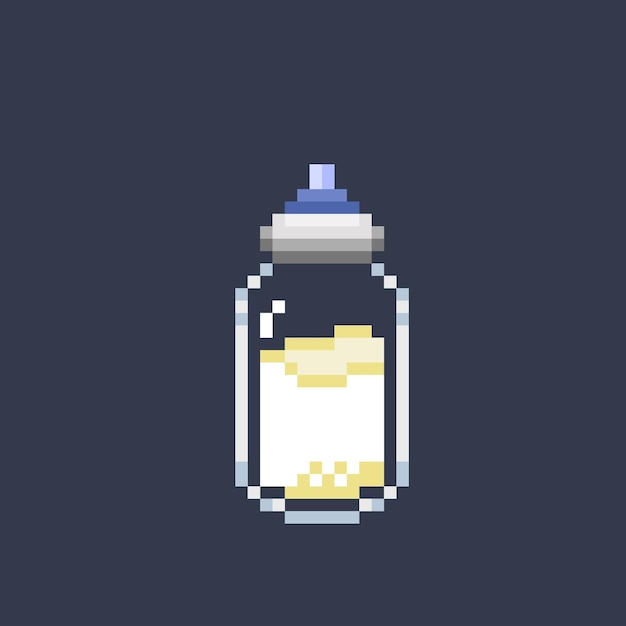 milk bottle with rubber nipple in pixel style