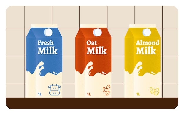 Vector milk box illustrations