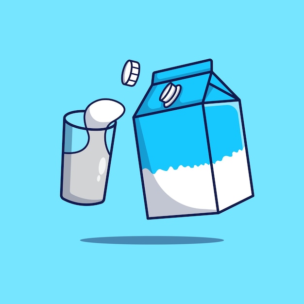 Milk box with a glass cup of milk illustration Milk with box design vector