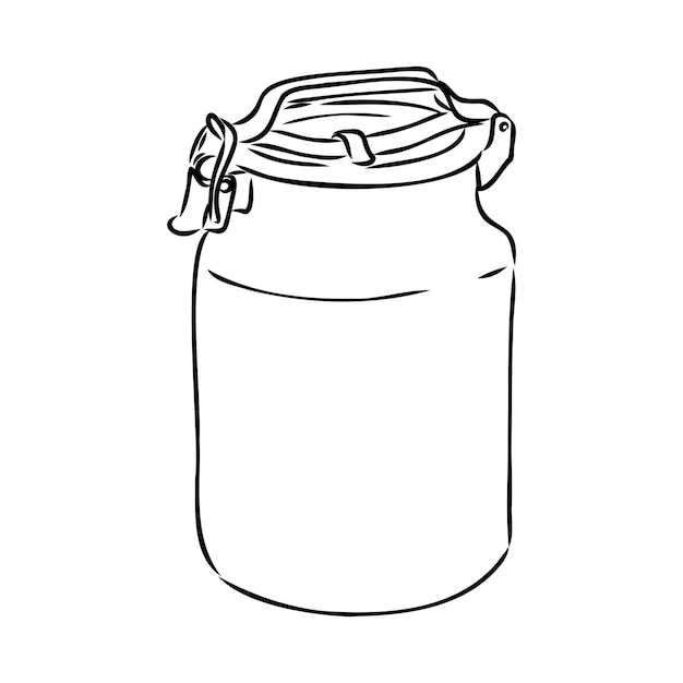 Milk can illustration drawing engraving ink line art vector