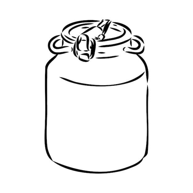 Milk can illustration drawing engraving ink line art vector