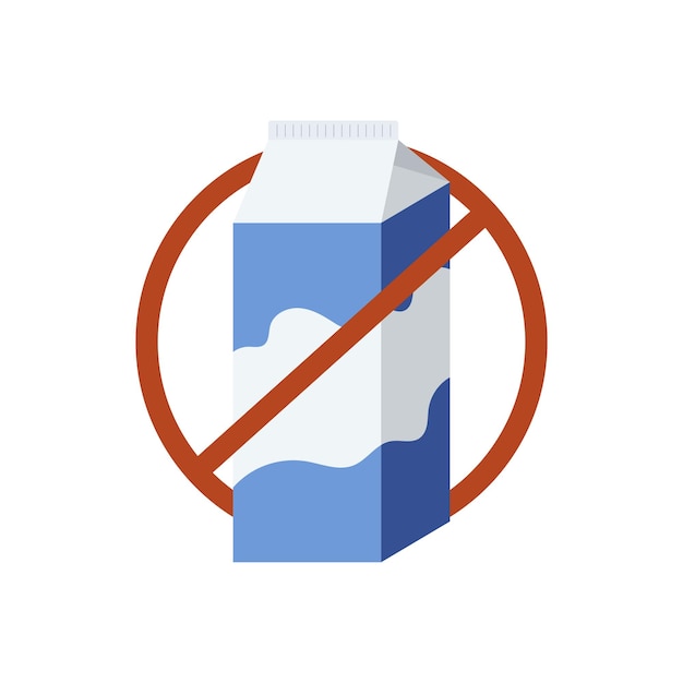 Milk carton in red crossed circle icon